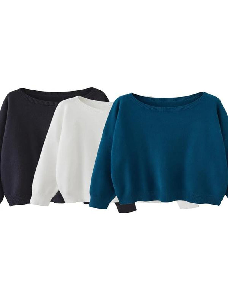 Scoop Neck Knitted Sweater