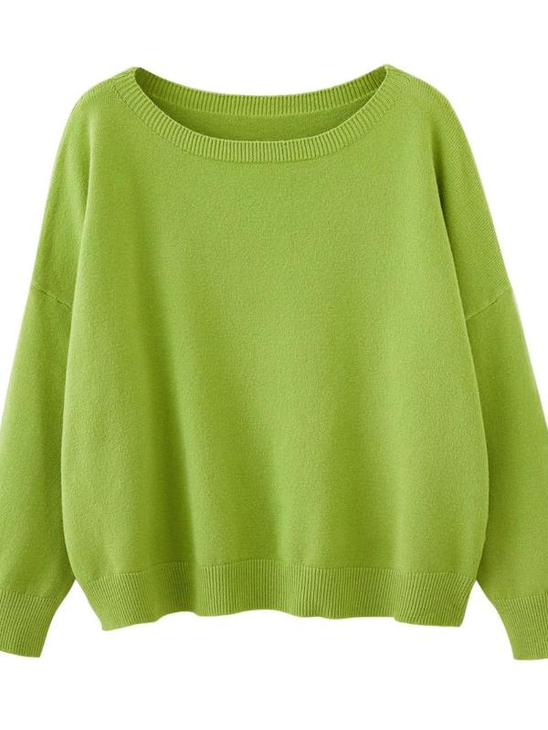 Scoop Neck Knitted Sweater
